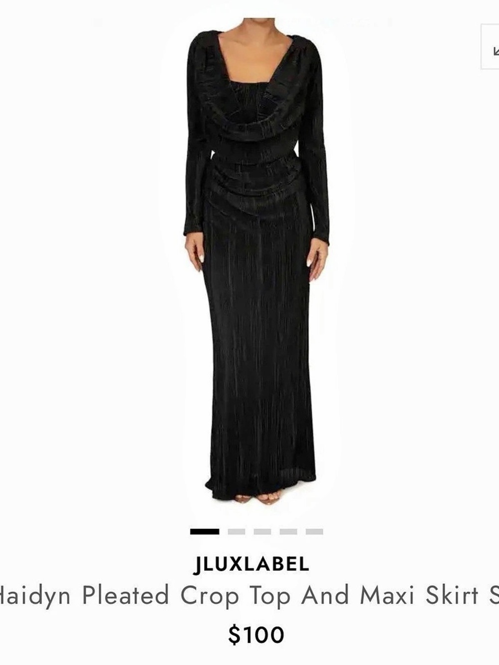 JLUXLABEL Haidyn Pleated Crop Top And Maxi Skirt Set Pleated Maxi Skirt Set in